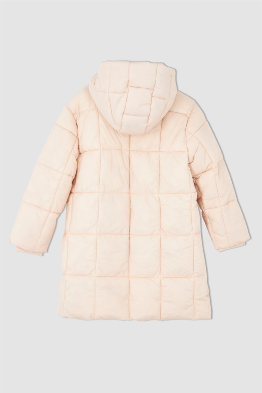 Orange GIRLS & TEENS Girl Fleece Lined Hooded Long Puffer Jacket