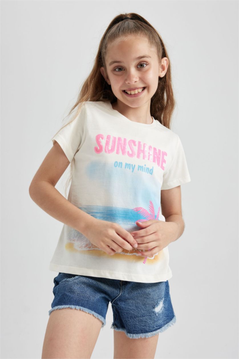Girls & Teens Sand Girl Regular Fit T-Shirt with Print
