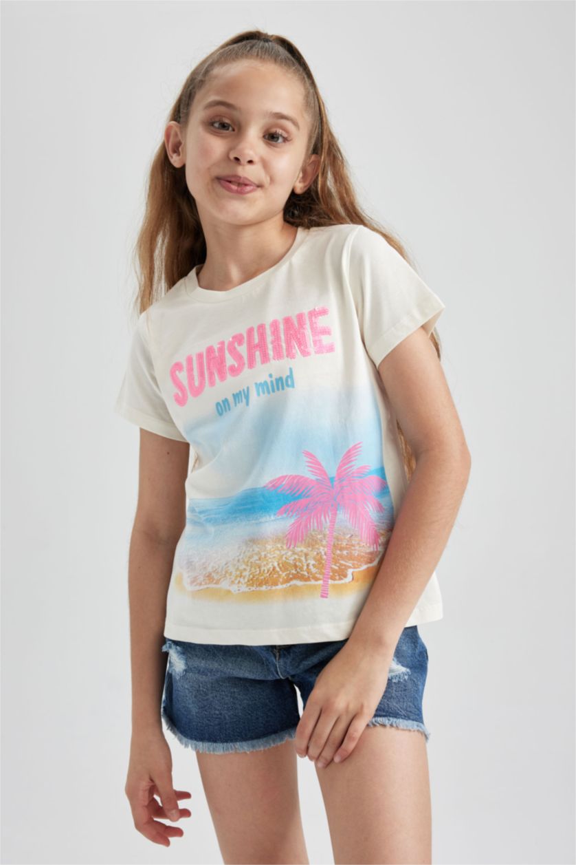 Girls & Teens Sand Girl Regular Fit T-Shirt with Print