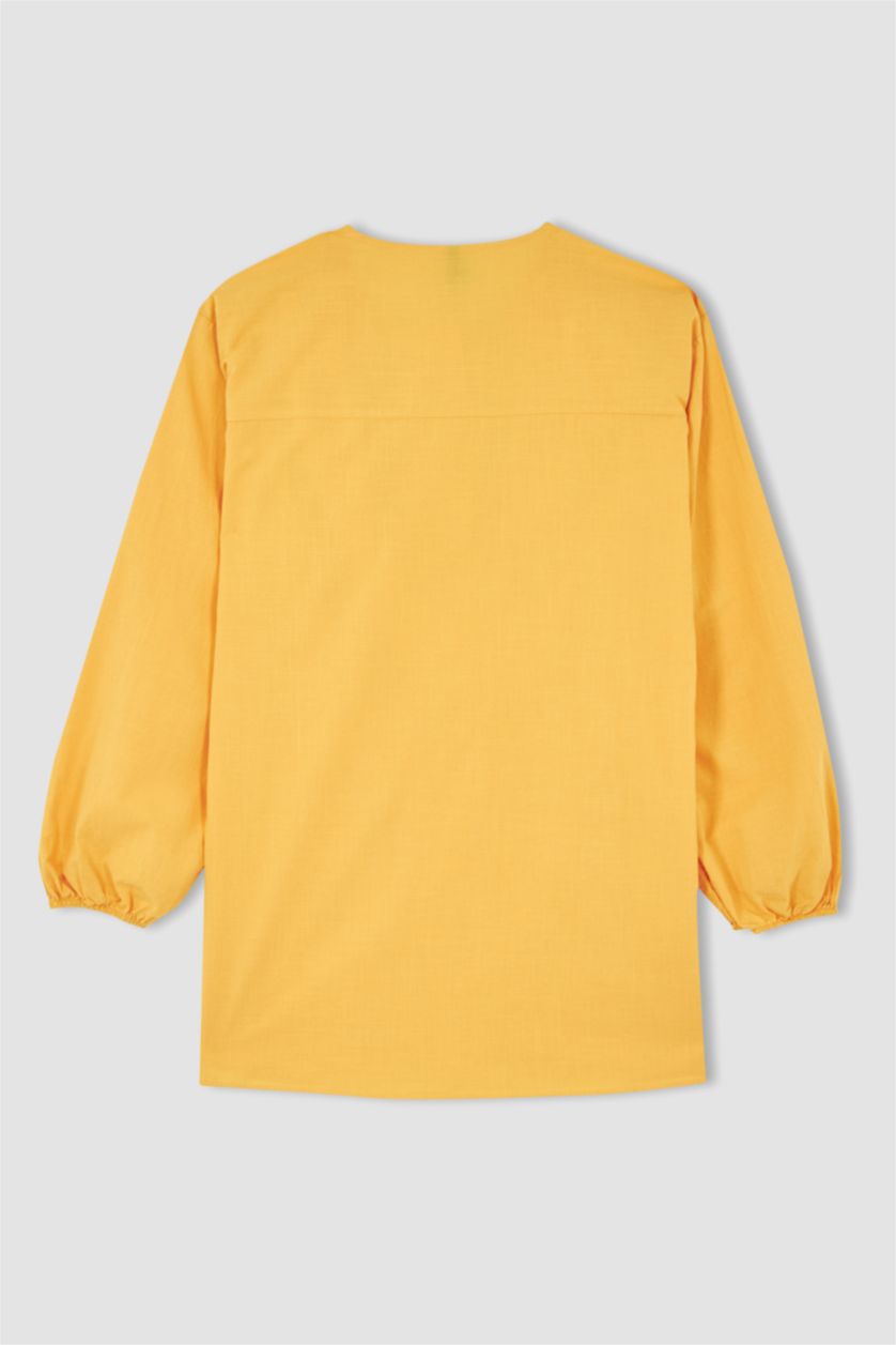 WOMAN Yellow Regular Fit Cotton Long Sleeve Tunic