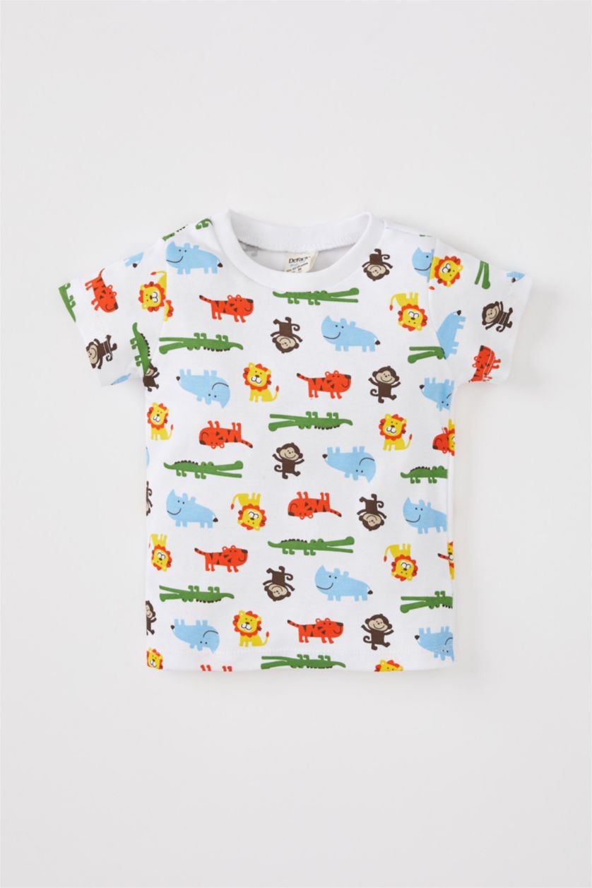 BABY BOY Indigo Baby Boy Animal Patterned Newborn Cotton 2 Piece Pajama Set
