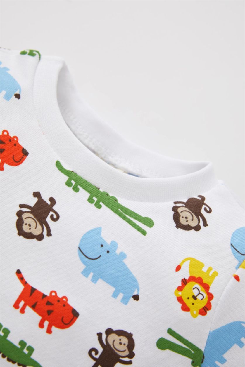 BABY BOY Indigo Baby Boy Animal Patterned Newborn Cotton 2 Piece Pajama Set