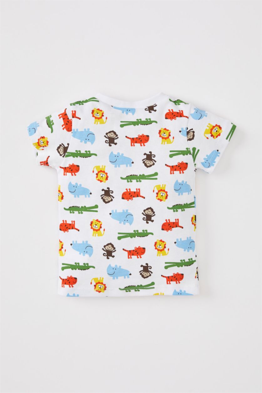 BABY BOY Indigo Baby Boy Animal Patterned Newborn Cotton 2 Piece Pajama Set