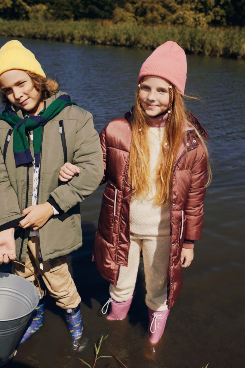 Дівчачий Рожевий Парка стандартного крою для дівчаток