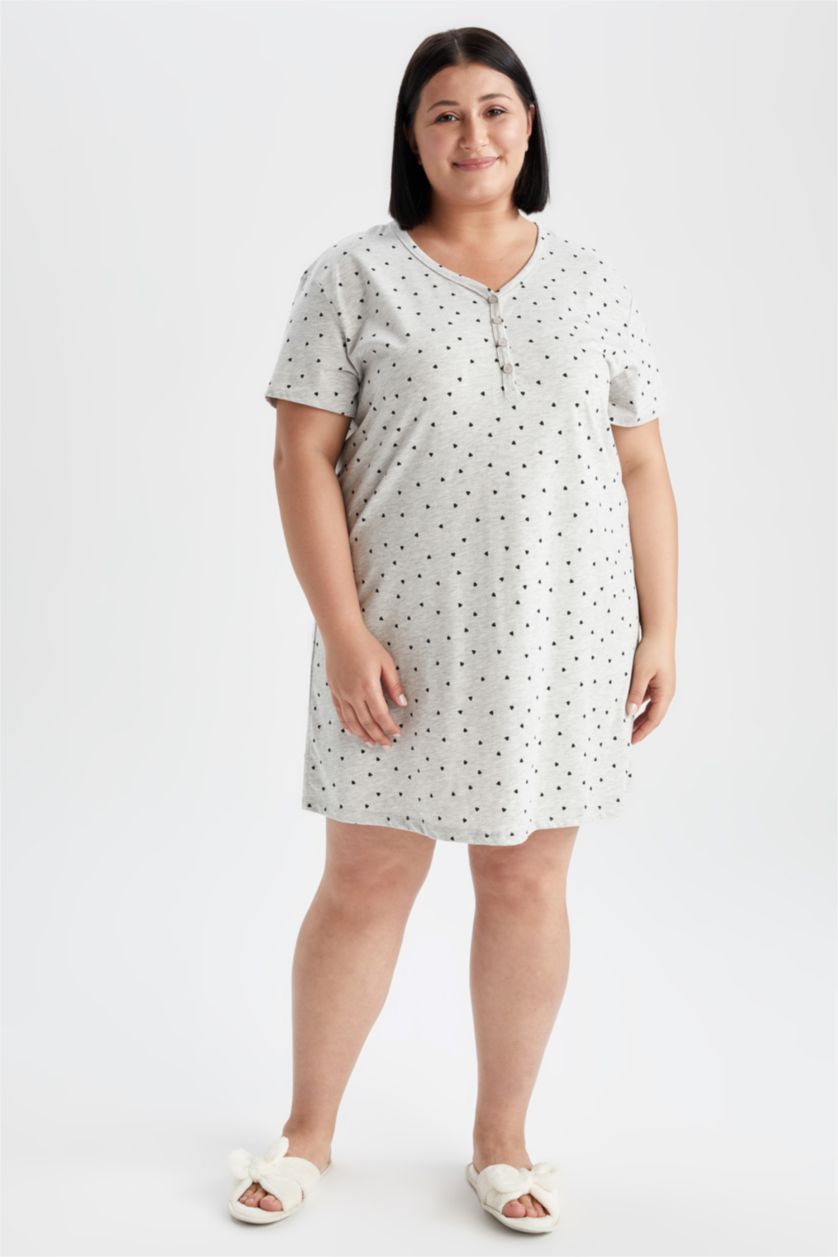 Woman Grey Melange Cotton Knitted Dress