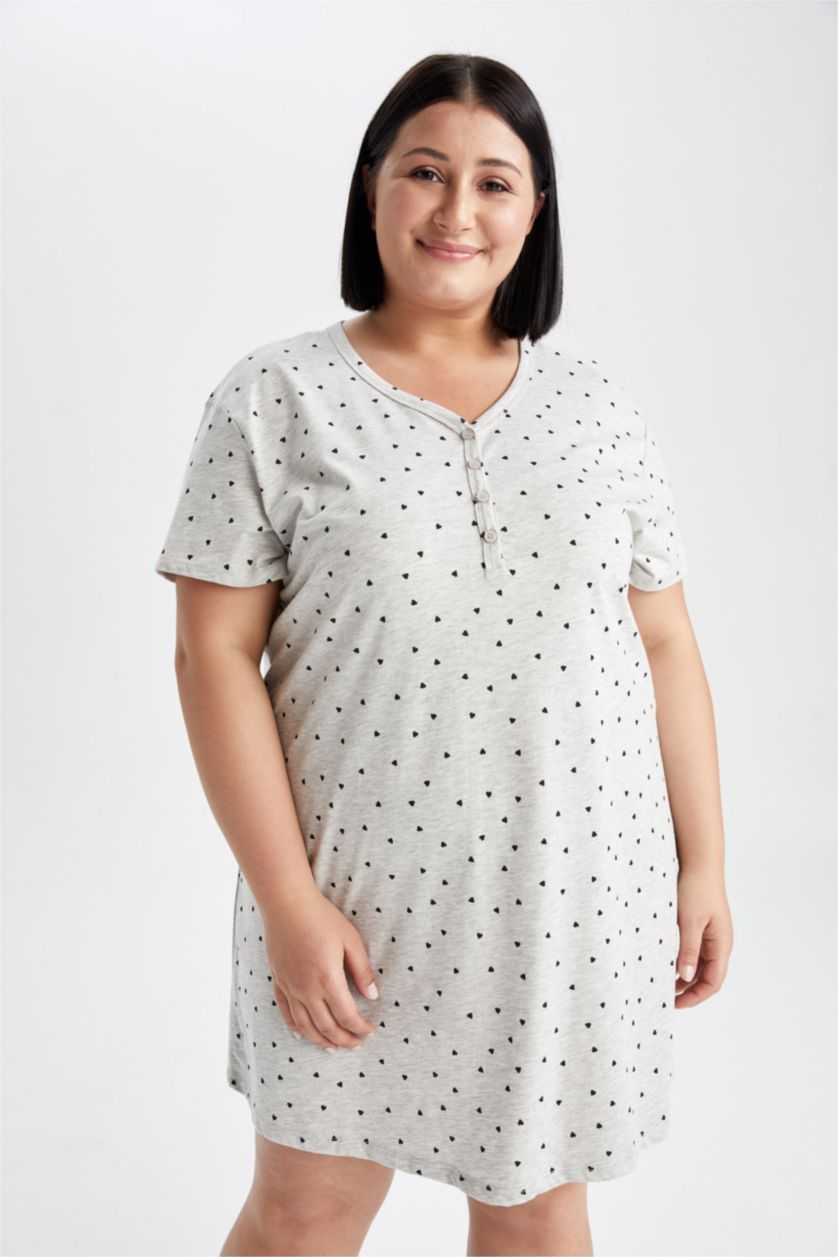 Woman Grey Melange Cotton Knitted Dress