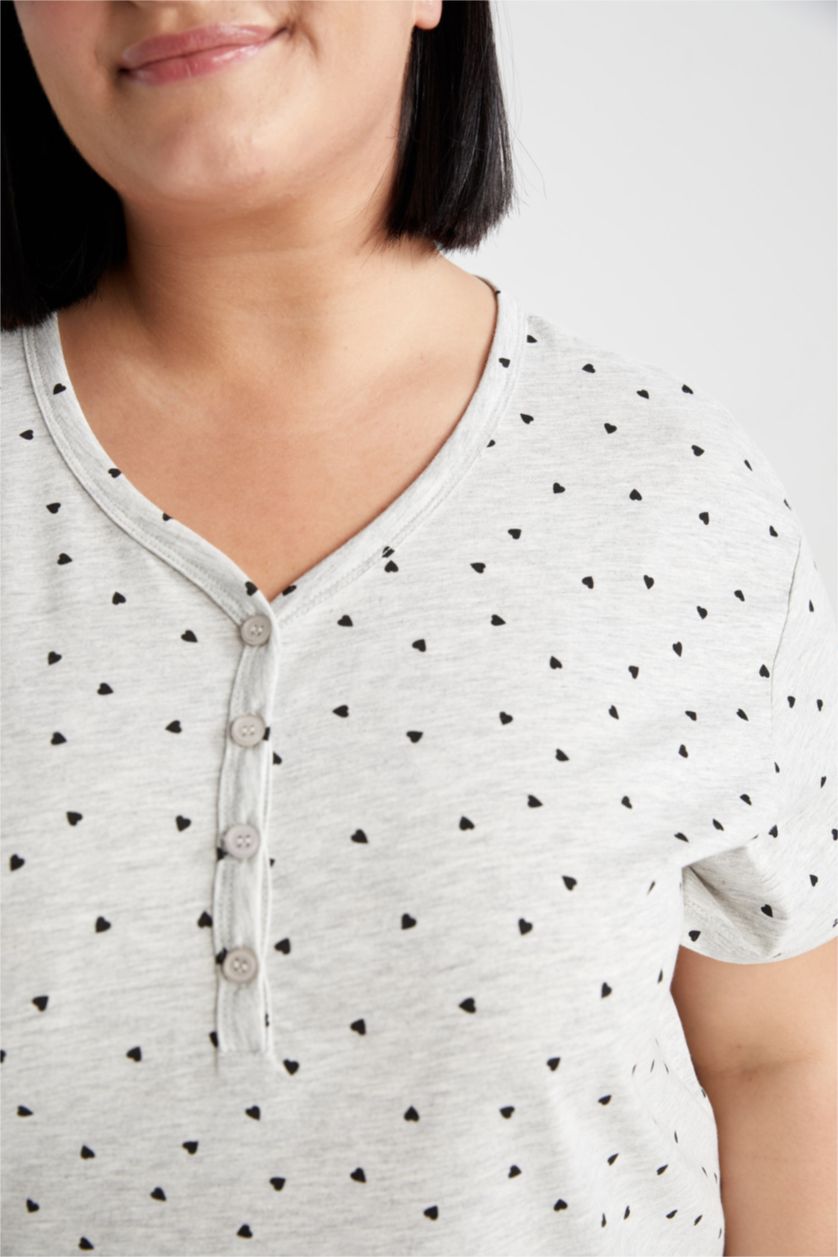 Woman Grey Melange Cotton Knitted Dress