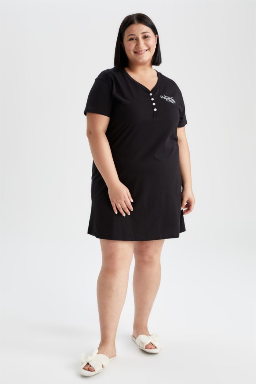 WOMAN Black Cotton Knitted Dress