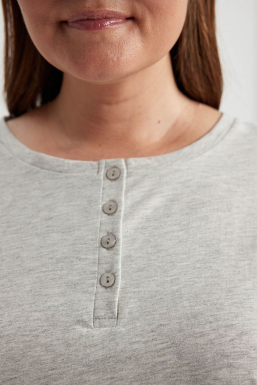 WOMAN Grey Melange 2 piece Plussize Fit Plaid Set