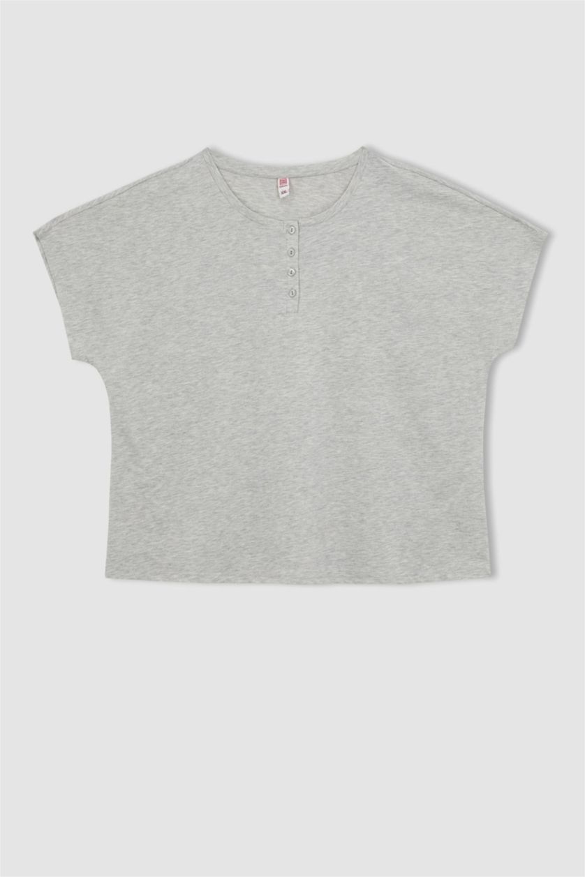 WOMAN Grey Melange 2 piece Plussize Fit Plaid Set