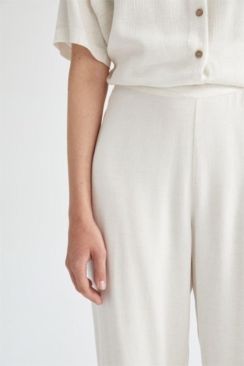 WOMAN Beige High Waist Wide Leg Trousers