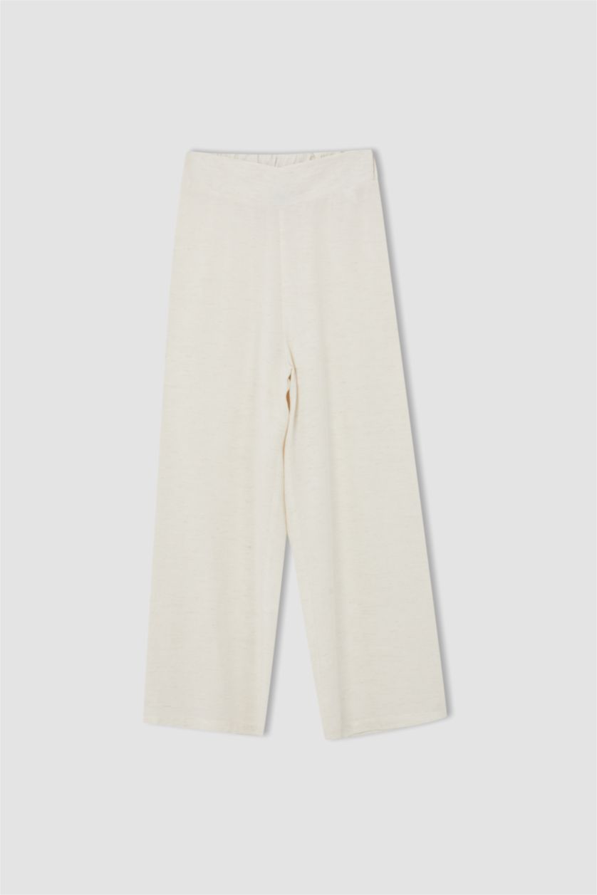 WOMAN Beige High Waist Wide Leg Trousers