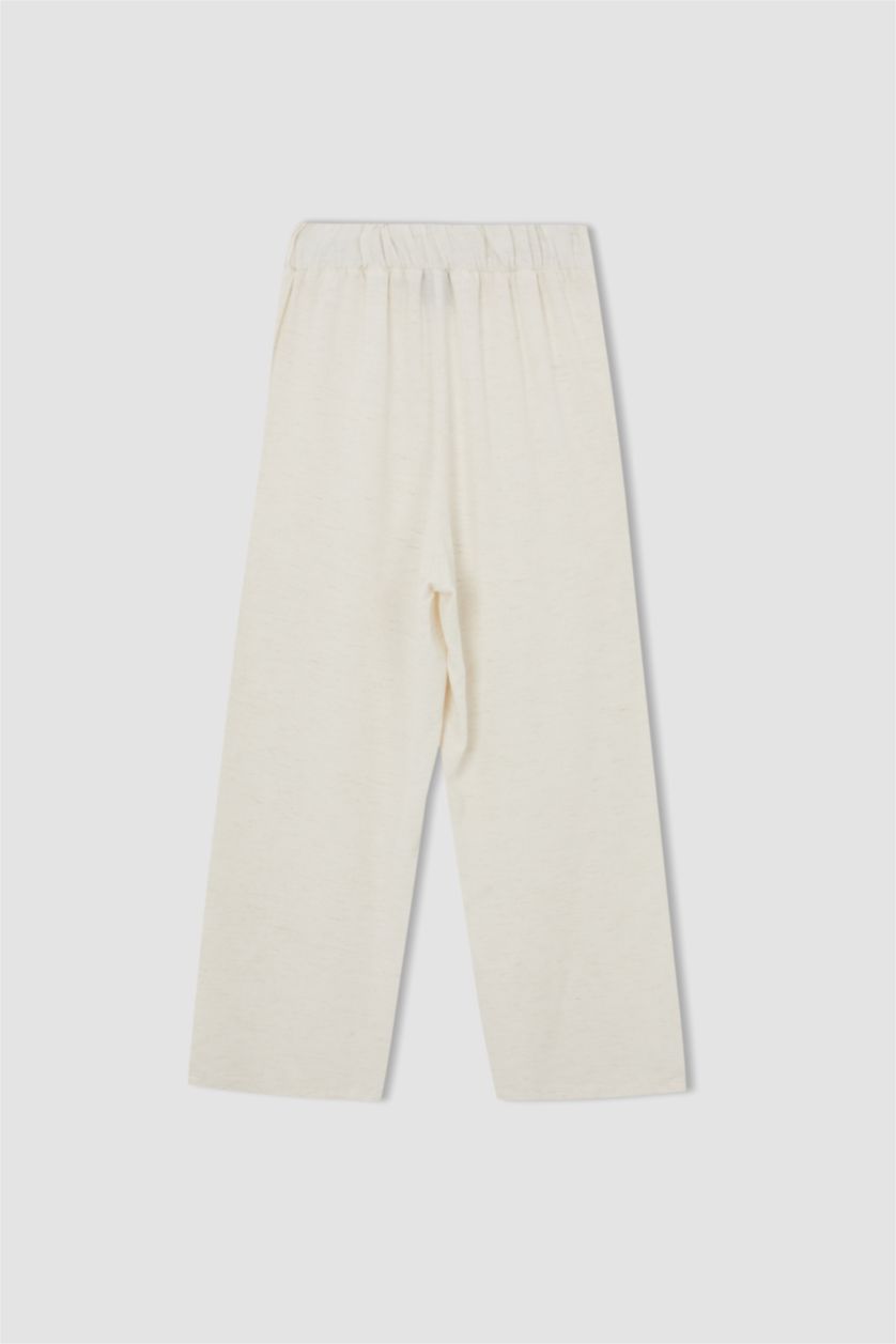 WOMAN Beige High Waist Wide Leg Trousers