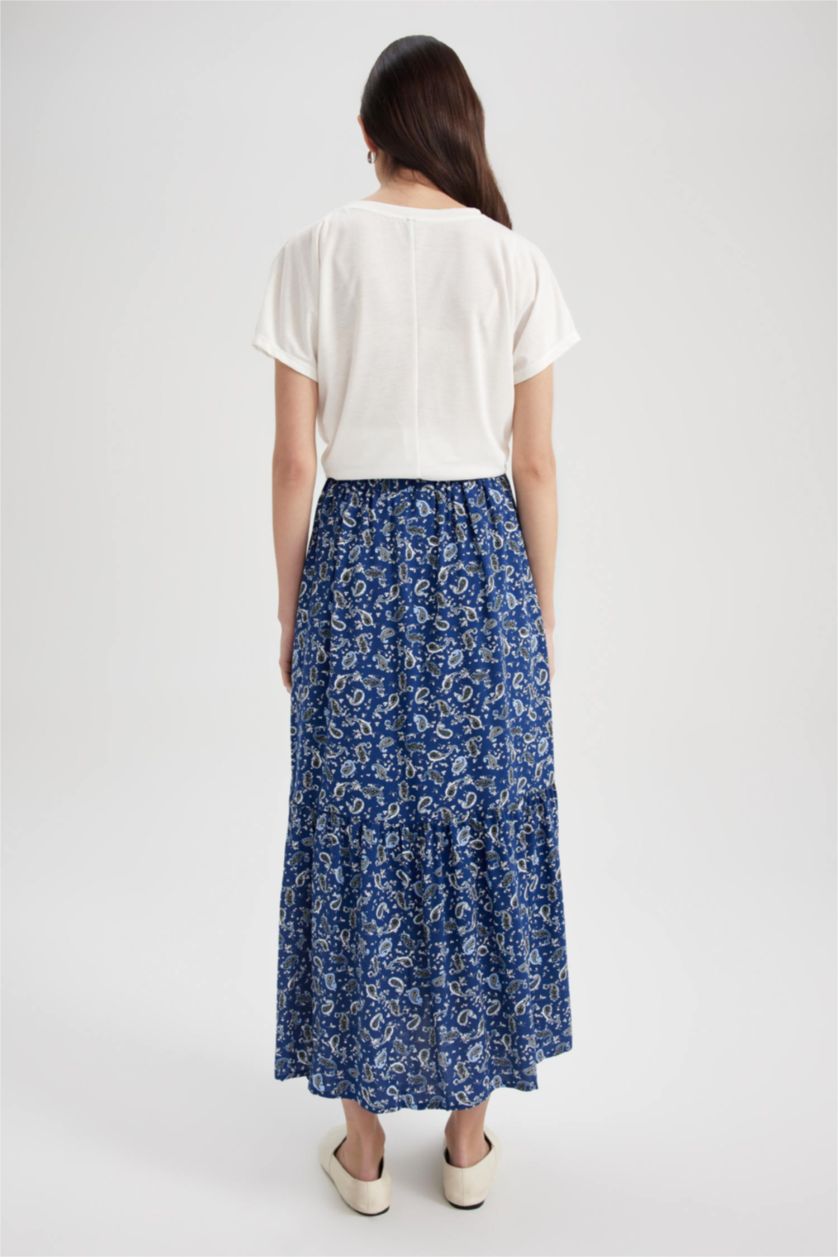 FEMME Lacivert Jupe mi-longue étagée à motif floral