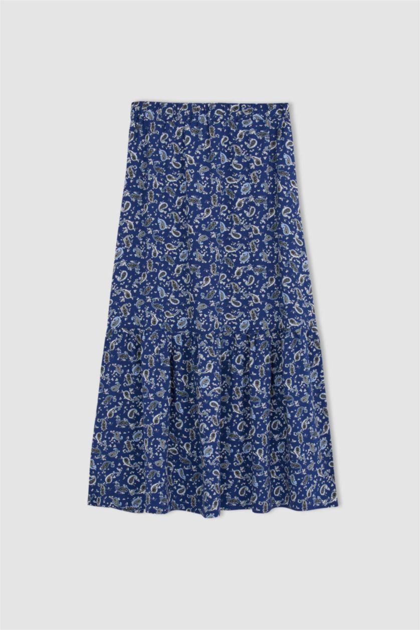 FEMME Lacivert Jupe mi-longue étagée à motif floral
