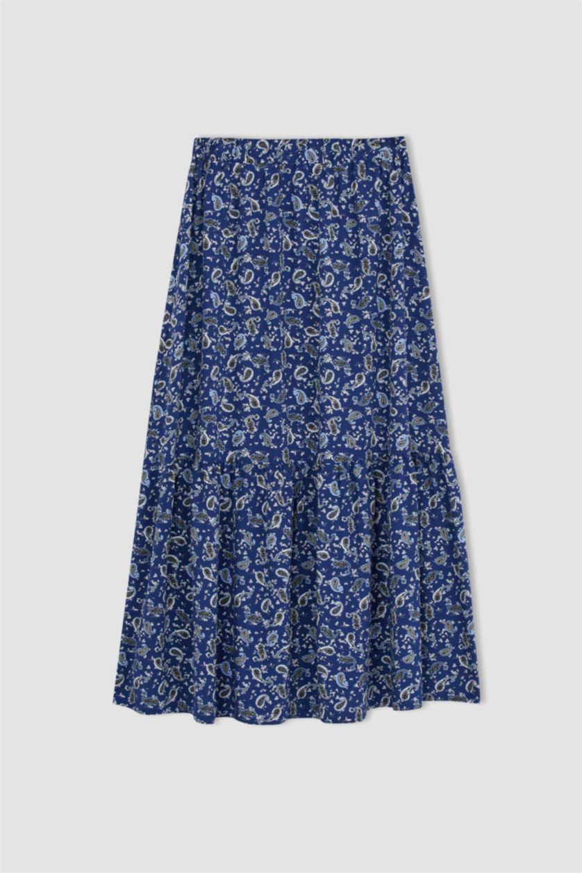 FEMME Lacivert Jupe mi-longue étagée à motif floral