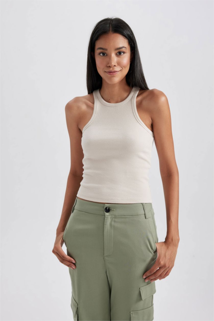 Kadın Kum Slım Fıt Halter Yaka Fitilli Kaşkorse Atlet