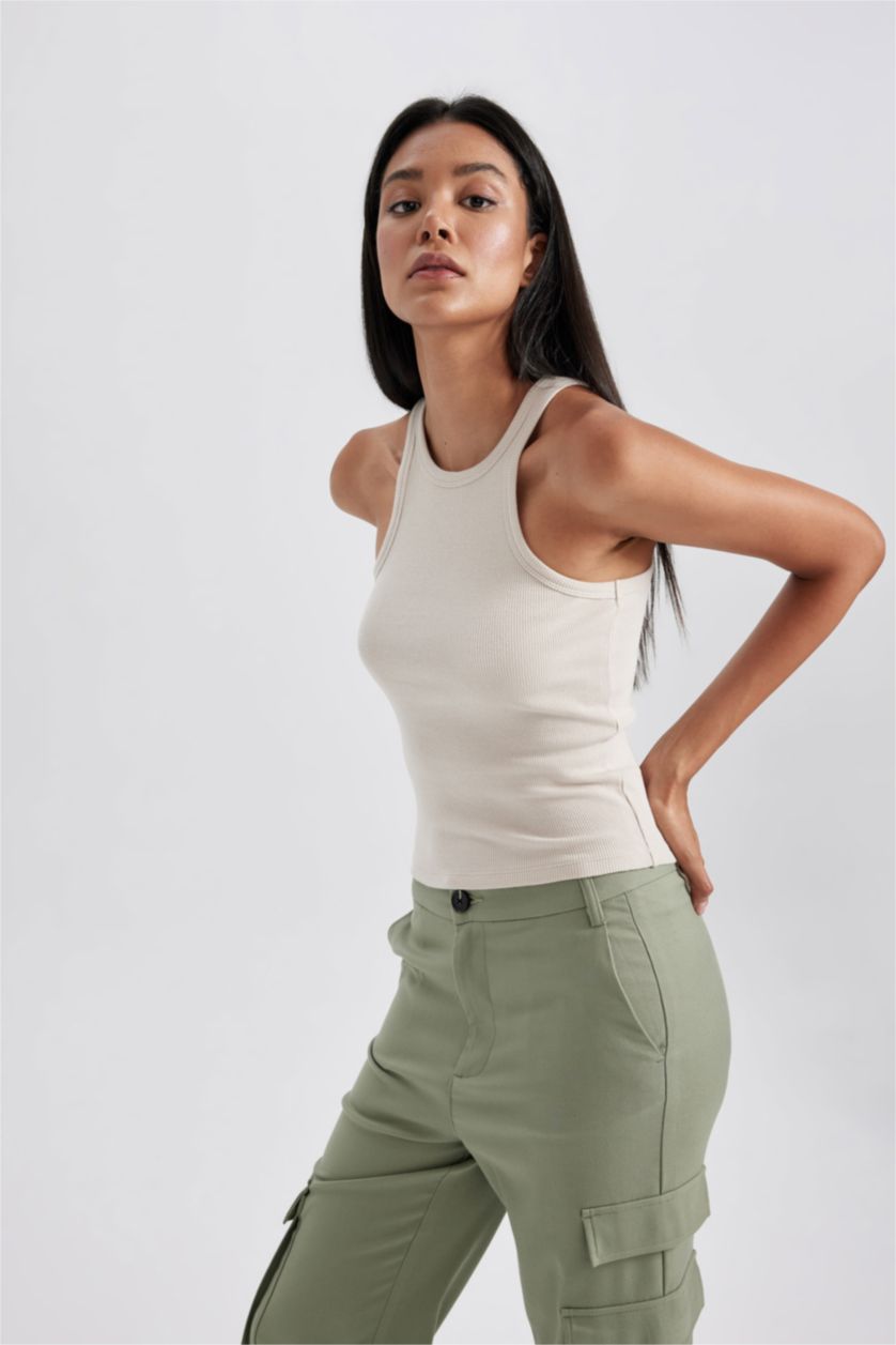 Kadın Kum Slım Fıt Halter Yaka Fitilli Kaşkorse Atlet