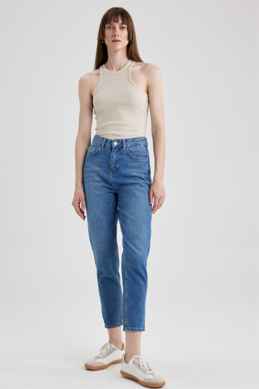 FEMME Beige Débardeur Caraco Côtelé Coupe Slim À Col Licou