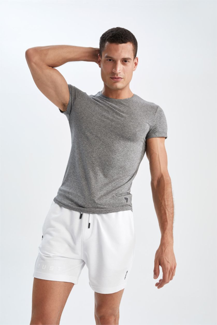 MAN Dark Grey Melange Muscle Fit Short Sleeve T-Shirt