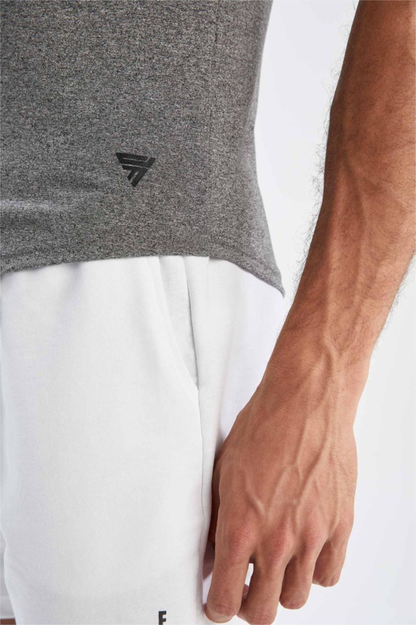 MAN Dark Grey Melange Muscle Fit Short Sleeve T-Shirt