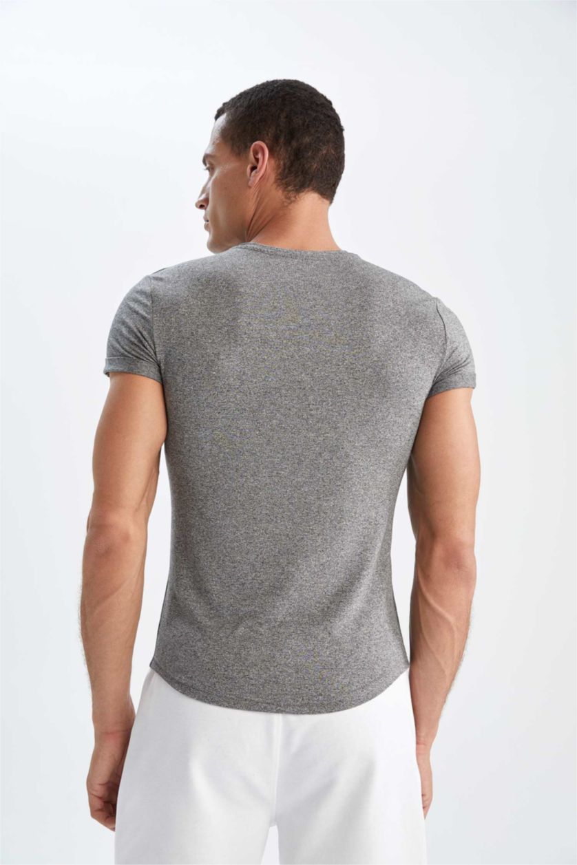 MAN Dark Grey Melange Muscle Fit Short Sleeve T-Shirt