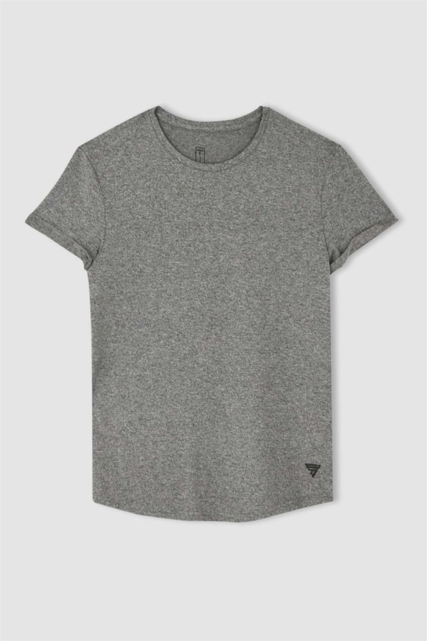 MAN Dark Grey Melange Muscle Fit Short Sleeve T-Shirt