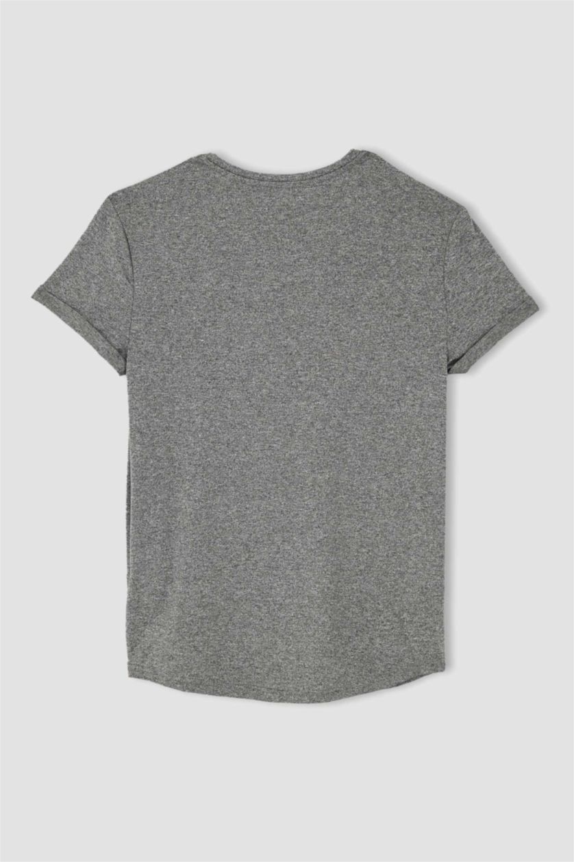 MAN Dark Grey Melange Muscle Fit Short Sleeve T-Shirt