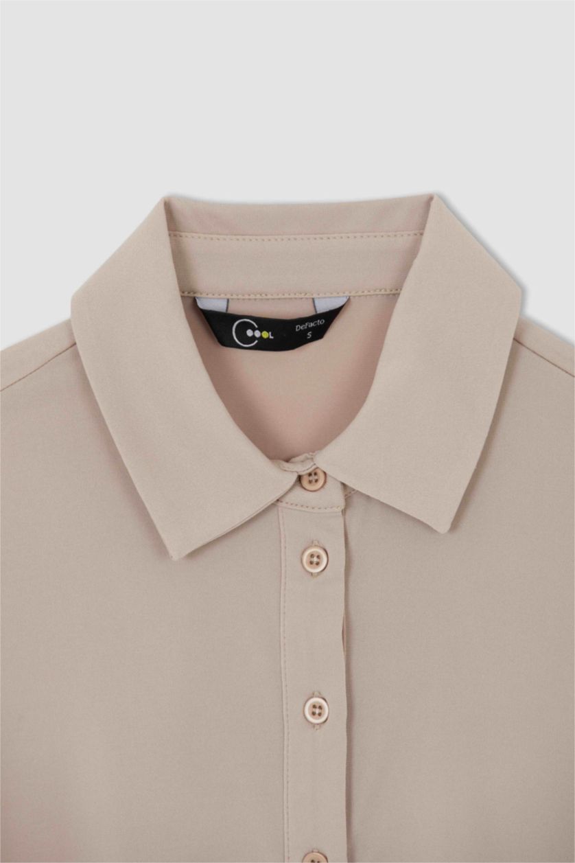 FEMME Beige Chemise à manches courtes à taille nouée