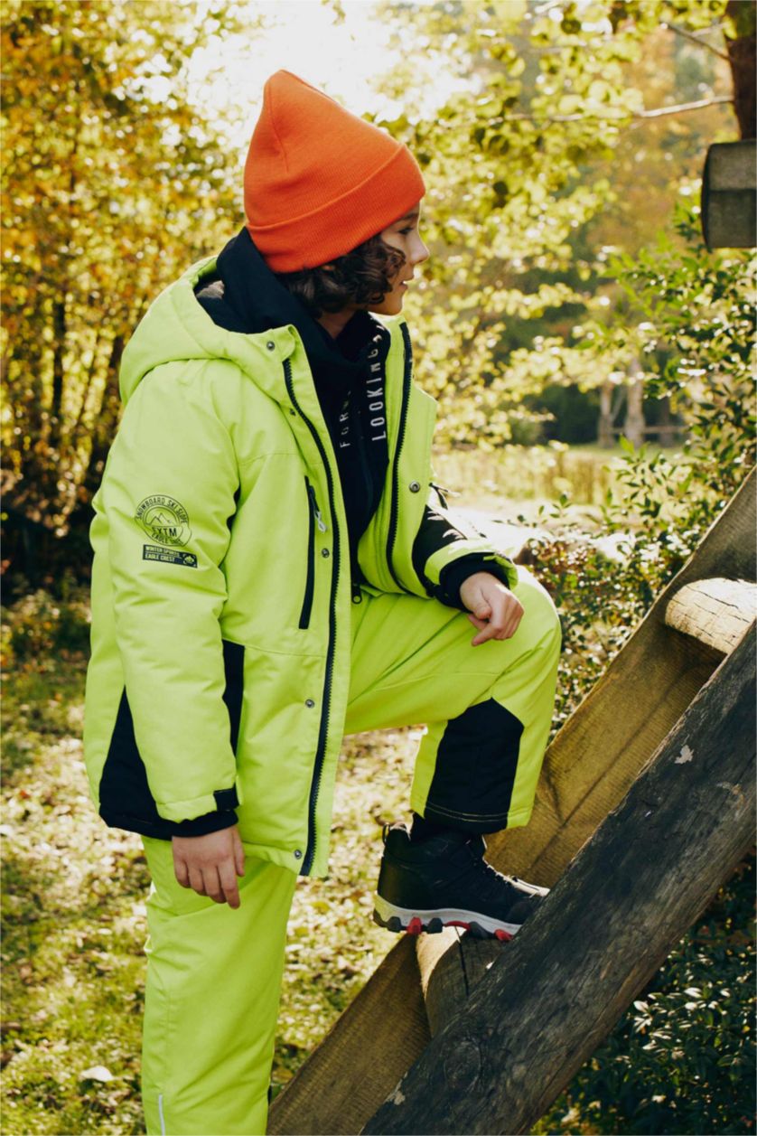 Мальчики и подростки Неоновый желтый Куртка стандартного кроя с молнией для мальчиков