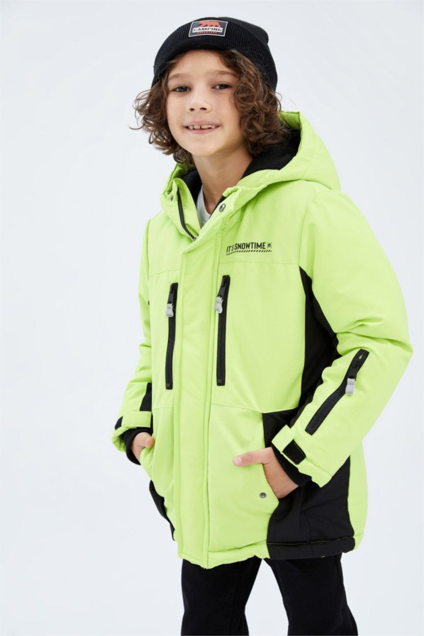 Мальчики и подростки Неоновый желтый Куртка стандартного кроя с молнией для мальчиков
