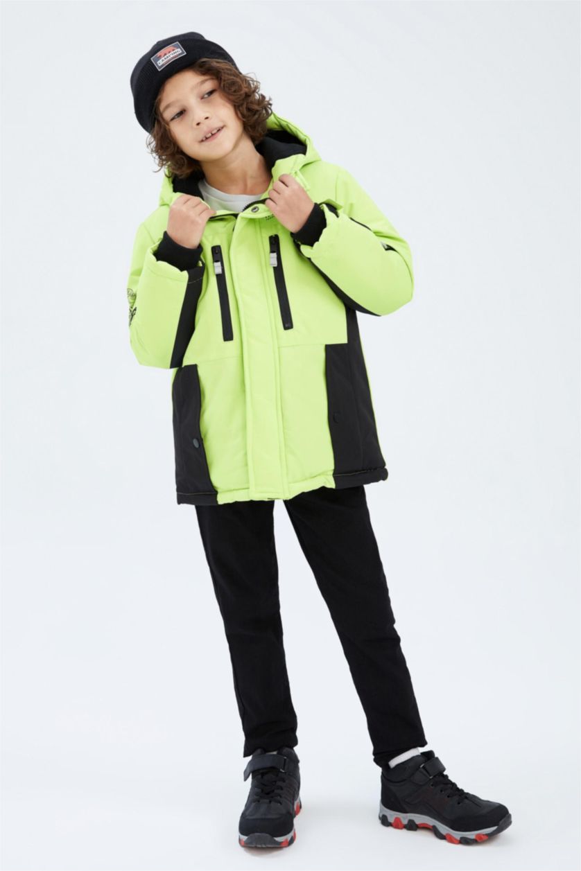 Мальчики и подростки Неоновый желтый Куртка стандартного кроя с молнией для мальчиков