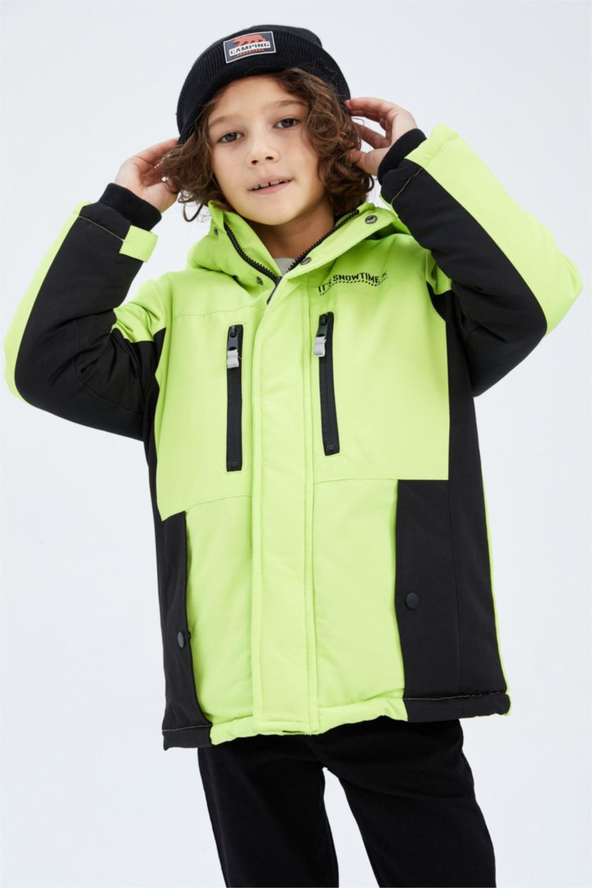 Мальчики и подростки Неоновый желтый Куртка стандартного кроя с молнией для мальчиков