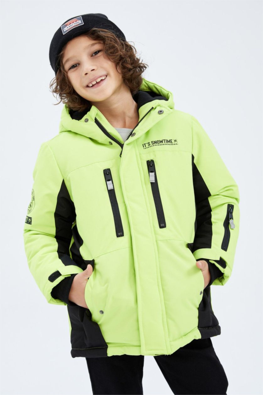 Мальчики и подростки Неоновый желтый Куртка стандартного кроя с молнией для мальчиков