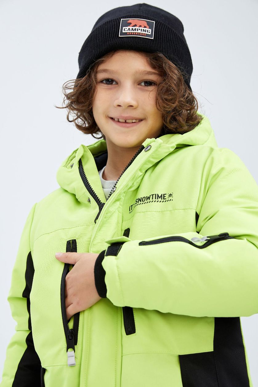 Мальчики и подростки Неоновый желтый Куртка стандартного кроя с молнией для мальчиков
