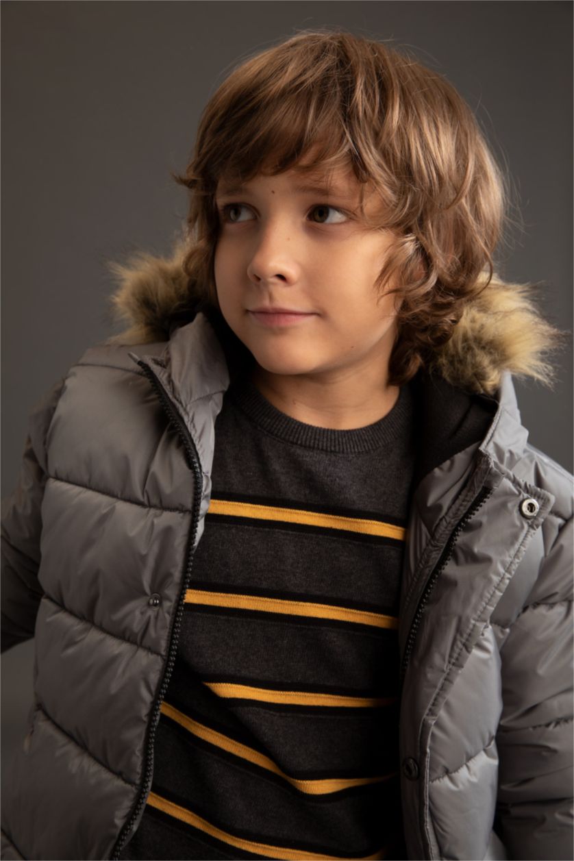 BOYS & TEENS Grey Boy Water Repellent  Fleece Lining Puffer Jacket
