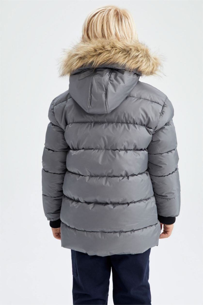 BOYS & TEENS Grey Boy Water Repellent  Fleece Lining Puffer Jacket