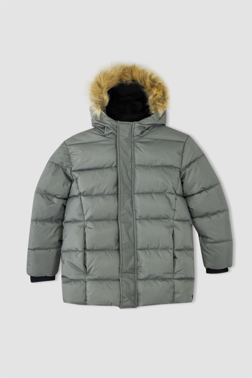 BOYS & TEENS Grey Boy Water Repellent  Fleece Lining Puffer Jacket