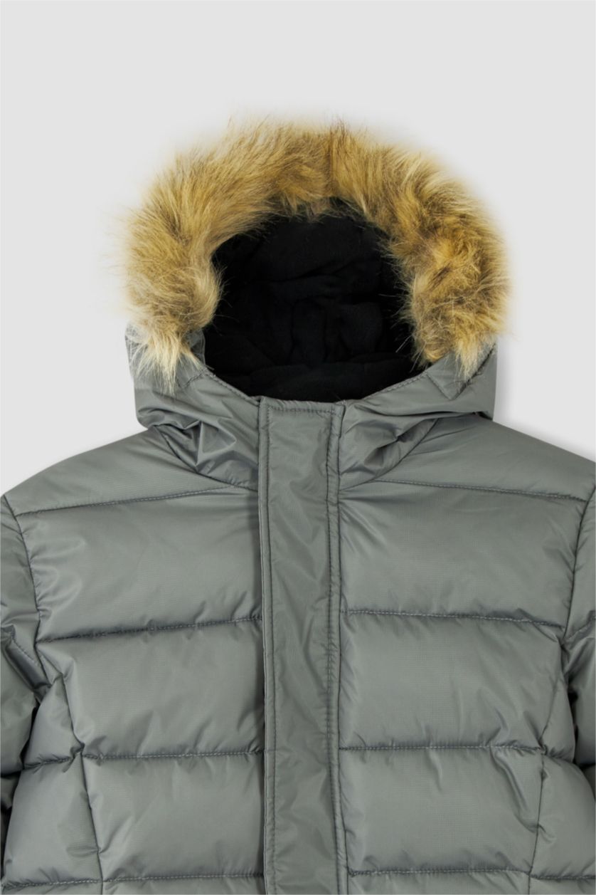 BOYS & TEENS Grey Boy Water Repellent  Fleece Lining Puffer Jacket