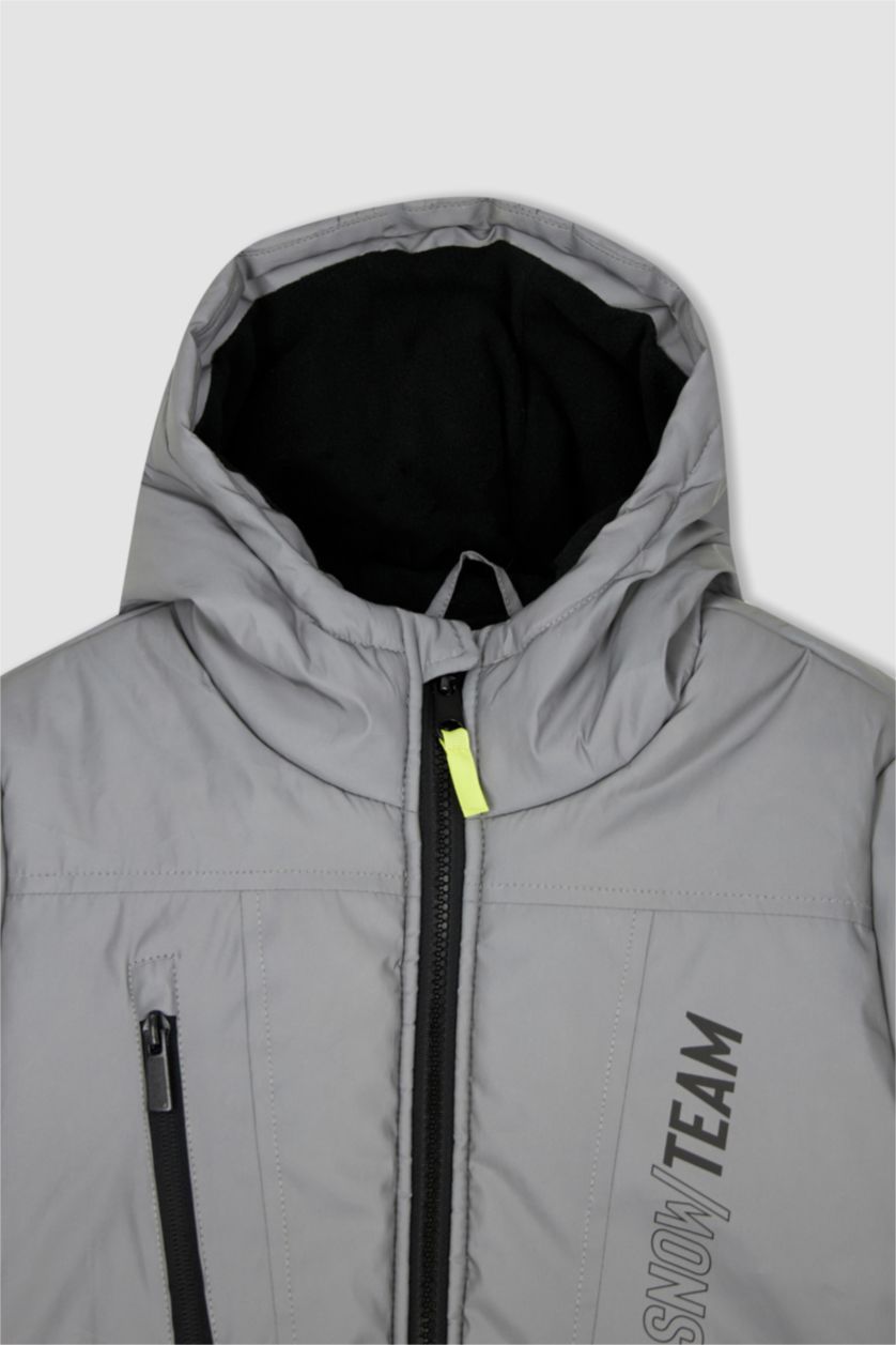 Erkek Çocuk - Genç Erkek REFLECTOR GREY Erkek Çocuk Su İtici Kapüşonlu Reflektör Pelüş Astarlı Kayak Mont