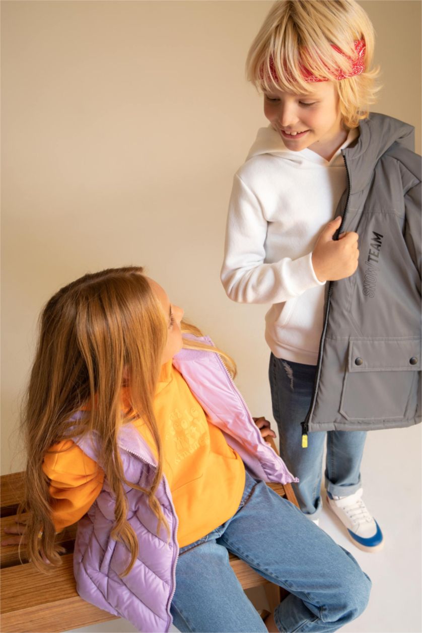 Erkek Çocuk - Genç Erkek REFLECTOR GREY Erkek Çocuk Su İtici Kapüşonlu Reflektör Pelüş Astarlı Kayak Mont