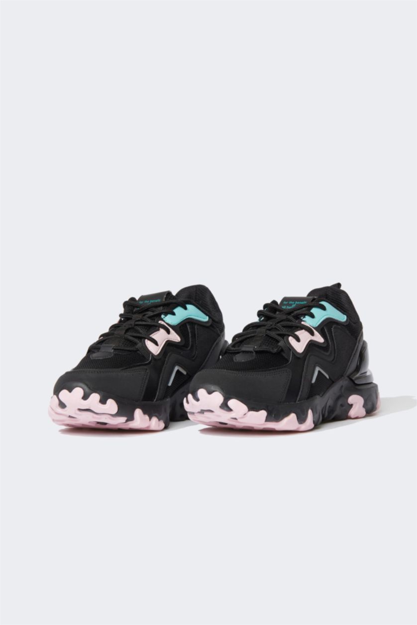 Женщины Черный Сопртивная обувь на шнуровке из искусственной кожи, DeFactoFit