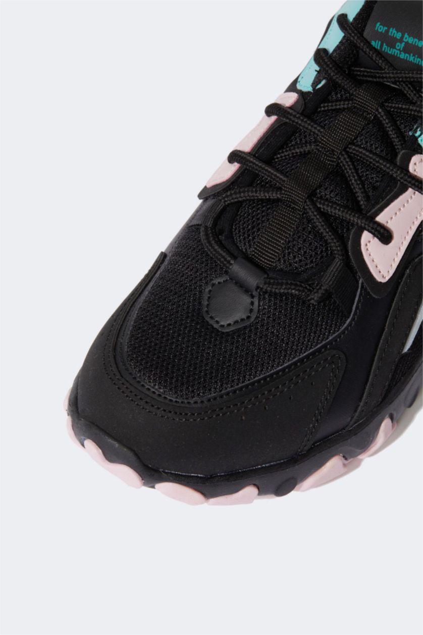 Женщины Черный Сопртивная обувь на шнуровке из искусственной кожи, DeFactoFit