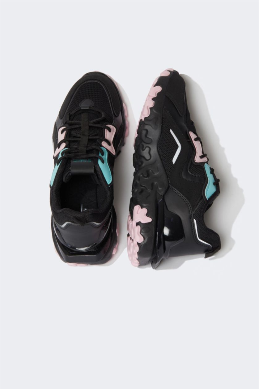 Женщины Черный Сопртивная обувь на шнуровке из искусственной кожи, DeFactoFit