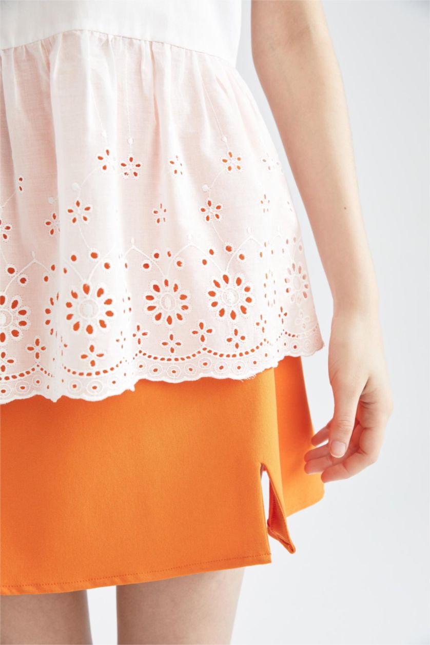 FEMME Blanc Chemisier sans manches en dentelle ajustée