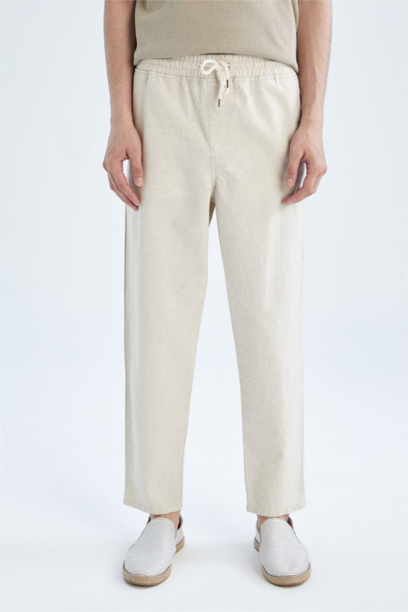 HOMME Beige Pantalon chino court à jambe droite