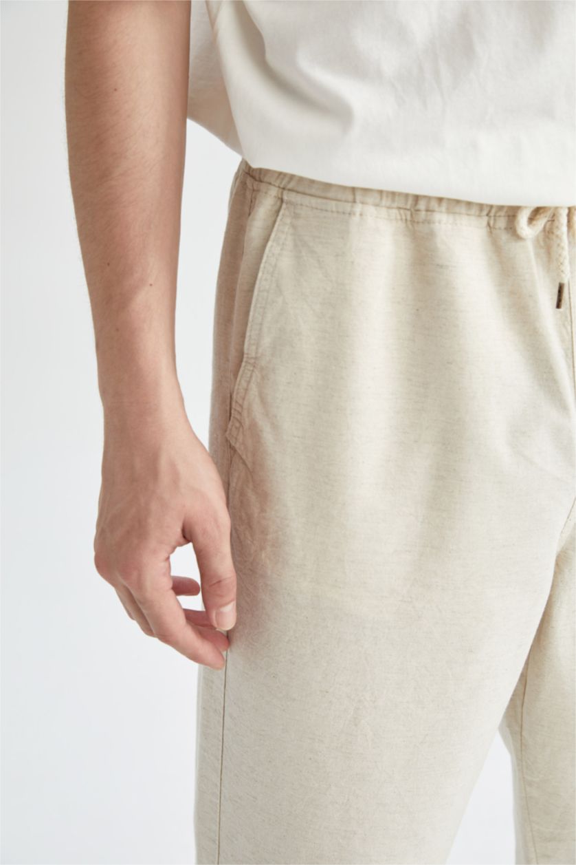 HOMME Beige Pantalon chino court à jambe droite