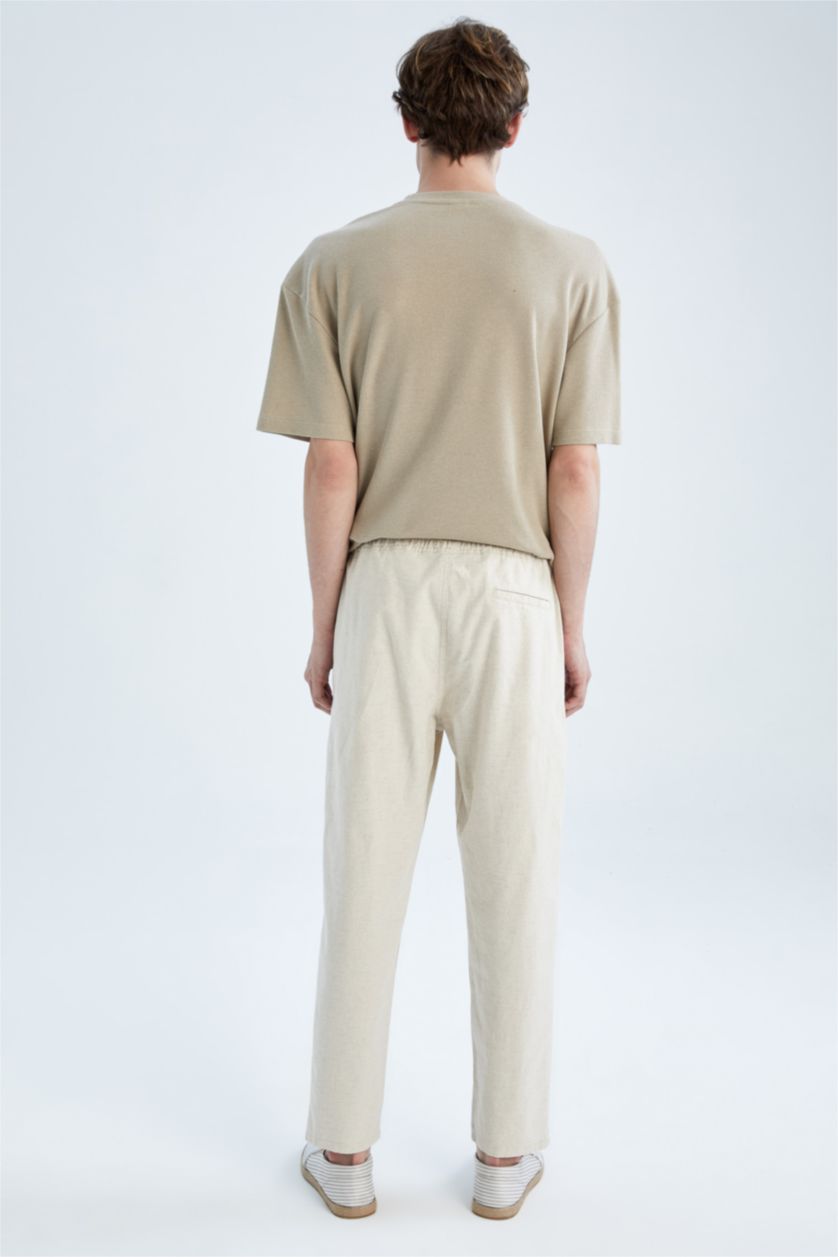 HOMME Beige Pantalon chino court à jambe droite