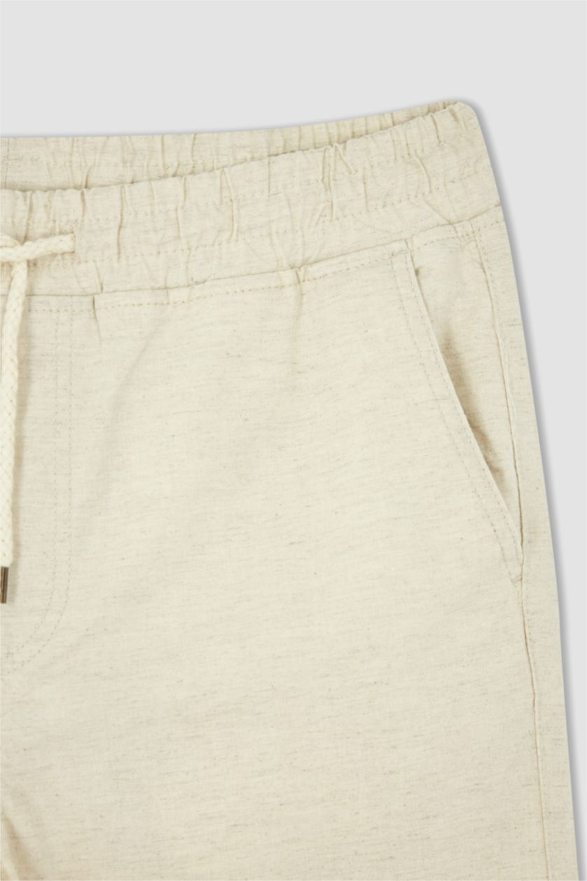 HOMME Beige Pantalon chino court à jambe droite