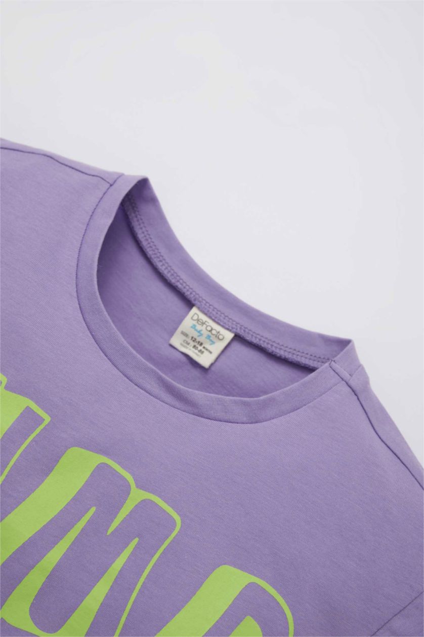 BABY BOY Lilac Baby Boy Printed Cotton Short Sleeve T-Shirt